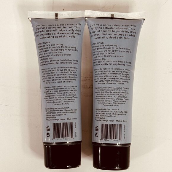 SpaLife Peel-Off Charcoal Mask 3.38 Oz Set Of 2 Activated Purifying Detox Skinca - Picture 3 of 6